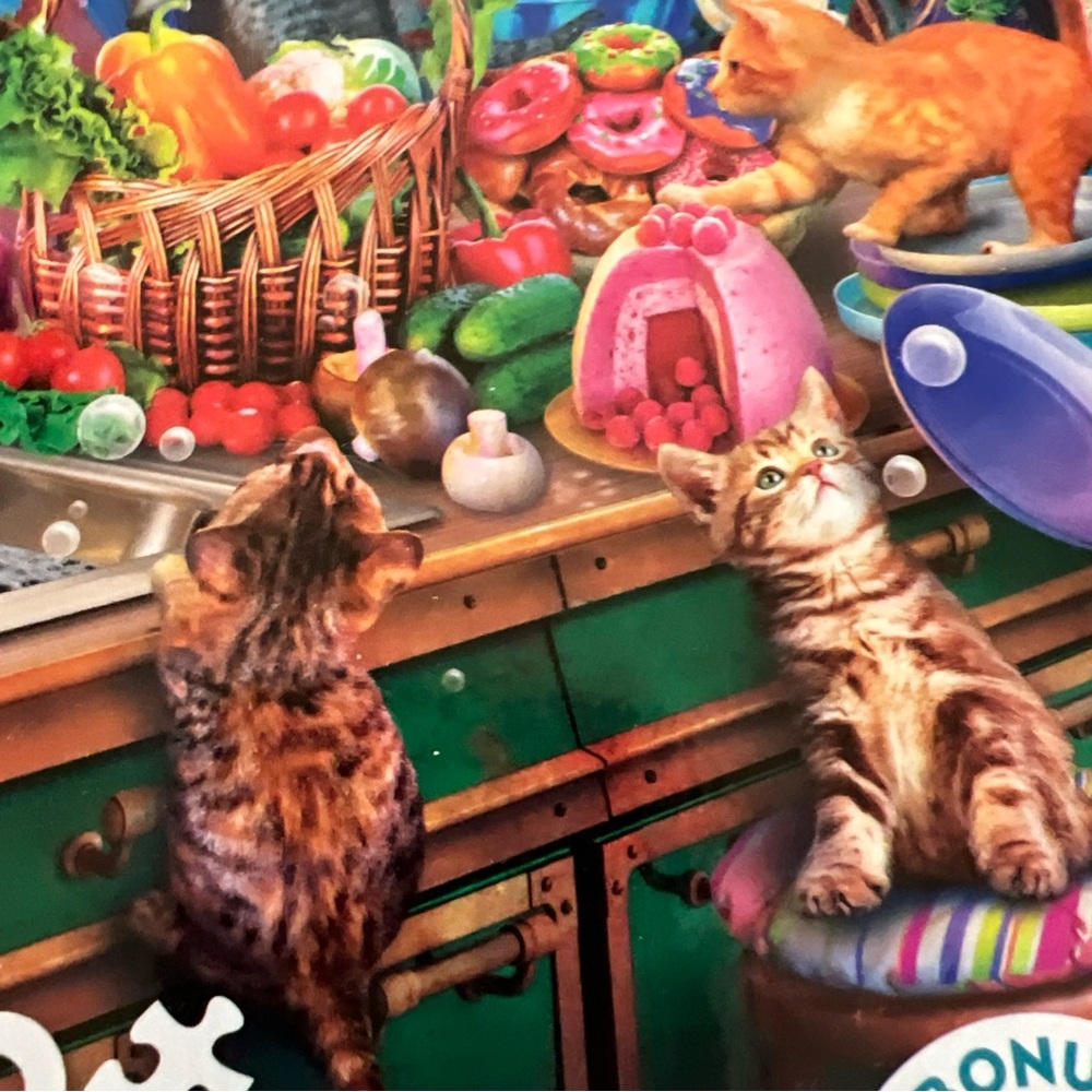 Ceaco Jigsaw Puzzle PAWS GONE WILD Playful Cats n Kitchen Kittens 550 Pc 24 x 18 - Picture 2 of 12